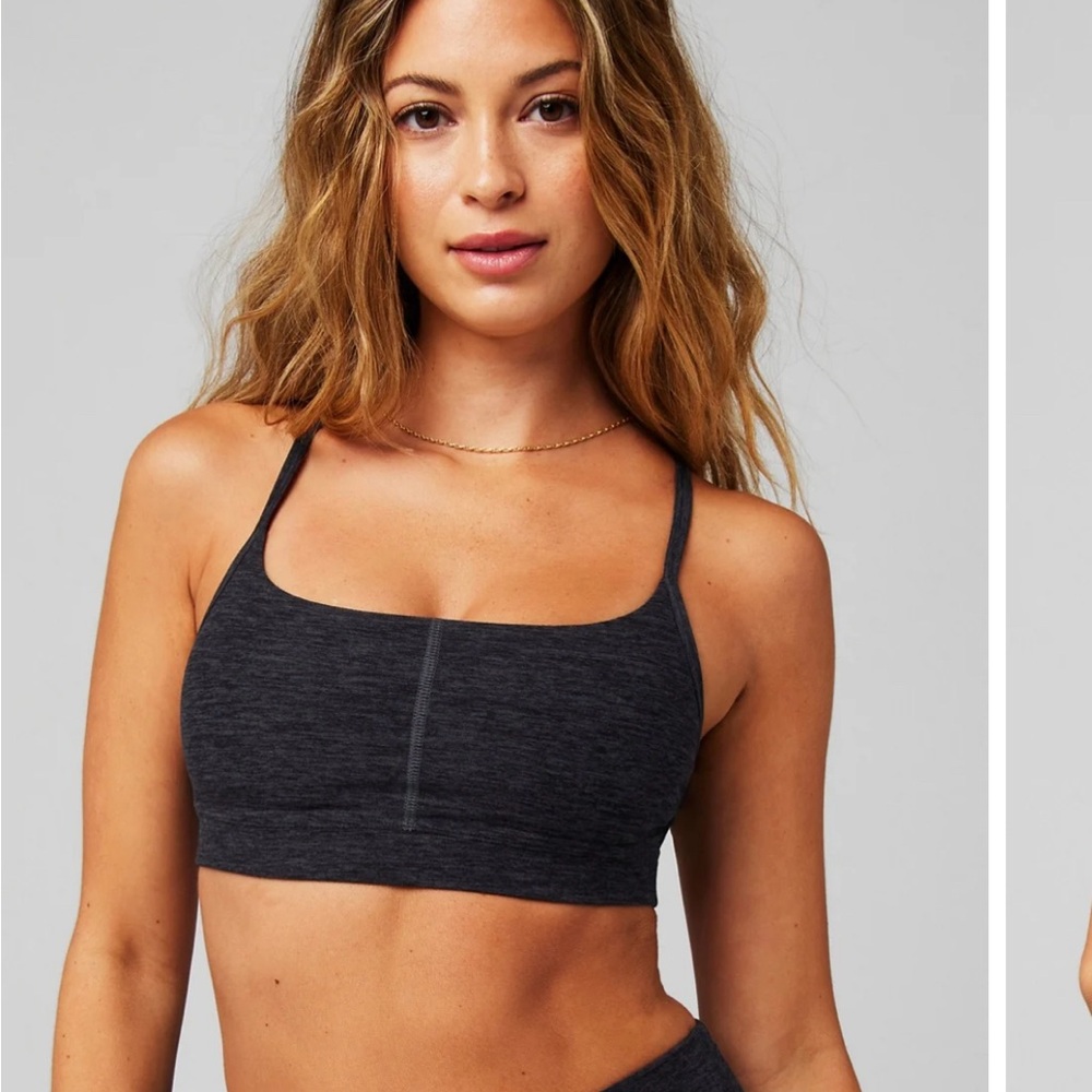 Fabletics HeatherFlex Low Impact Strappy Bra black heather sz S